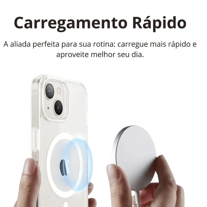 Detalhe na transparência da capa para iPhone 12 ao 17 na DigitalShopBrasil.